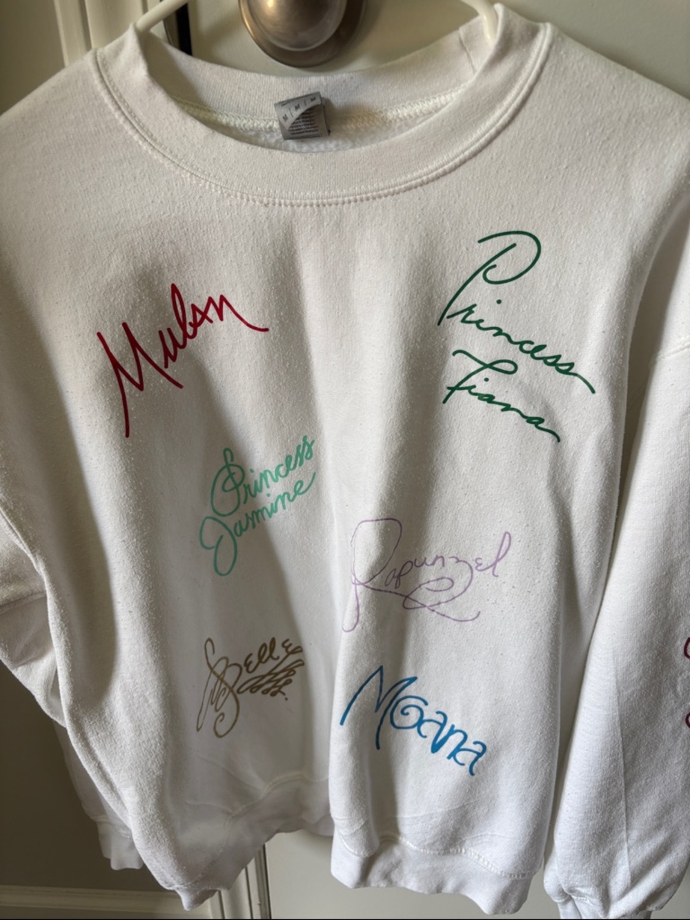 White Disney Princess Signature Sweatshirt - Multicolor Script